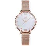 SHENGKE Classique Simplicité Femmes Montre Bracelet en Cuir Véritable Femmes Élégantes Montres Dames Montre-Bracelet (K0056-natural Shell dial)
