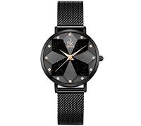 SHENGKE Ladies Montre-Bracelet Creative Marque de Luxe Montre Robe en Maille Femme Montre (Starry-Mesh Band-Black)
