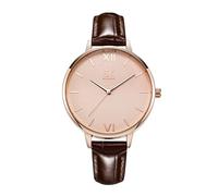 SHENGKE Mode Femmes Montre-Bracelet en Cuir Montre-Bracelet Simple Décent Décontracté Genève Imperméable Lady Montre Marron