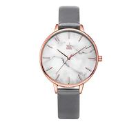 SHENGKE Montre à Quartz de Luxe pour Femme avec Bracelet en Cuir, 0137 Gris, Montres à Quartz