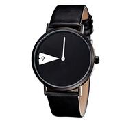 Shengke Montre créative pour femme Bracelet en cuir Ultra Mince Minimaliste Montre-bracelet étanche pour fille Reloj Mujer noir