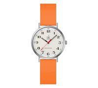 SHENGKE Montre de Sport décontractée pour Femme résistante à la Transpiration avec Cadran Facile à Lire et Bracelet en Silicone, résistant à l'eau, Argenté/Orange., Japonais
