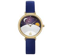 Shengke Montre pour femme avec bracelet en cuir, style décontracté, Genève, étanche, reloj de Mujer K0124-Blue