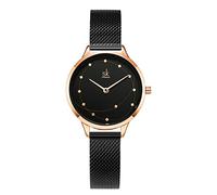 SHENGKE Montres à Quartz pour Femme en Acier Inoxydable Bracelet en Maille Montres élégantes pour Dames pour Robe Noir