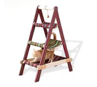 SHENGOCASE Arbre à chat moderne de style bohème avec cadre en A, échelle en bois avec hamac de lit à plusieurs niveaux et poteau à suspendre, balle jouet suspendue (Boho)