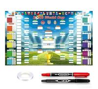 Shengou 150 x 90cm Affiche du calendrier de la Coupe du Monde de football 2026 Avec 2 stylos,Calendrier 2026 Affiche de la Coupe du Monde,Contient 48 équipes, groupes à élimination directe