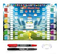 Shengou 84×60cm Affiche du calendrier de la Coupe du Monde de football 2026 Avec 2 stylos,Calendrier 2026 Affiche de la Coupe du Monde,Contient 48 équipes, groupes à élimination directe