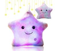 Shengou Coussin Etoile Lumineux, Coussin Lumineux étoile 3D, Doux et Moelleux Enfant, LED étoiles Oreiller, Coussins Décoratif Chambre Enfant (Lila)