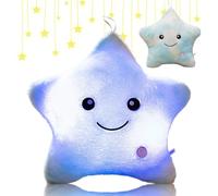 Shengou Coussin Etoile Lumineux, Coussin Lumineux étoile 3D, Doux et Moelleux Enfant, LED étoiles Oreiller, Coussins Décoratif Chambre Enfant (Himmelblau)