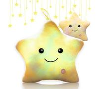 Shengou Coussin Etoile Lumineux, Coussin Lumineux étoile 3D, Doux et Moelleux Enfant, LED étoiles Oreiller, Coussins Décoratif Chambre Enfant (Zitronengelb)