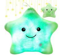 Shengou Coussin Etoile Lumineux, Coussin Lumineux étoile 3D, Doux et Moelleux Enfant, LED étoiles Oreiller, Coussins Décoratif Chambre Enfant (Grasgrün)
