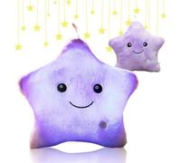 Shengou Coussin Etoile Lumineux, Coussin Lumineux étoile 3D, Doux et Moelleux Enfant, LED étoiles Oreiller, Coussins Décoratif Chambre Enfant (Lila Traube)