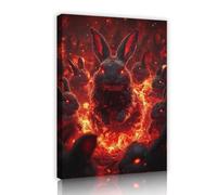 SHENGPOSTER Art mural Dark Bunny Affiche Flamme Apocalypse Toile Imprimé Décor unique de salle de jeu Décor de jeu Studio Art Décor murale Images étirées Cadre intérieur 30x42cm