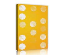 SHENGPOSTER Art mural minimaliste bohème Imprimés sur toile à pois Art abstrait Décoration murale jaune et blanche Prêt à être accroché pour l’espace de vie Affiche intérieure 35x52cm