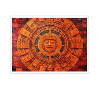 SHENGPOSTER Art solaire maya Imprimé sur toile Glyphes complexes et texture de pierre sculptée Affiche Affiche pour les passionnés d’histoire Décoration murale de maison sans cadre 80x105cm