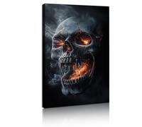 SHENGPOSTER Crâne ardent Toile peinture Impressions horreur gothique Art mural pour salon Chambre d’amis Style sombre Halloween Maison Esthétique Décor 50x90cm Cadre intérieur
