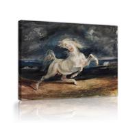 SHENGPOSTER Décoration murale de style romantique Eugène Delacroix Cheval effrayé par un orage Impressions sur toile Art mural pour salon bureau ou chambre à coucher 20x28cm Cadre intérieur