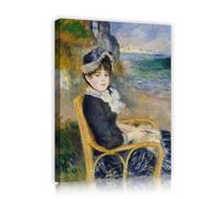 SHENGPOSTER élégant portrait de dame impressions sur toile pierre auguste renoir au bord de la mer affiches d’art mural pour salon chambre bureau décoration intérieure 55x70cm cadre intérieur