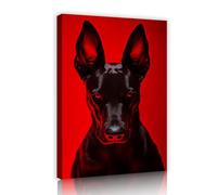 SHENGPOSTER Estampes modernes chic sur toile Fond rouge et peinture murale de chien noir pour salon Chambre Studio de personnalité Décoration murale intérieure 50x70cm