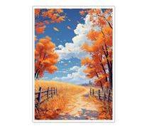 SHENGPOSTER Estampes sur toiles du chemin d’automne Art mural Paysages rustiques Toile d’art Décoration murale moderne Photos pour salon Chambre Ferme sans cadre 60x90cm