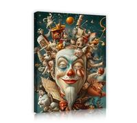 SHENGPOSTER Gravures sur toile fantastiques surréalistes, figures grotesques de cirque, œuvres murales fantaisistes, peinture, décoration murale pour un espace de vie, décoration intérieure 90x120cm.