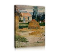SHENGPOSTER Impressions sur toile Paysage près d’Arles de Paul Gauguin pour Salon Chambre Bureau Meules de foin Art mural Français Impressionniste Décoration intérieure 60x72cm Cadre intérieur