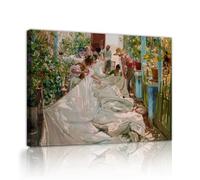 SHENGPOSTER Joaquín Sorolla coudre la voile toile art mural pour le salon chambre bureau impressionniste jardin scène décor mural célèbre tableau réplique 80x112cm cadre intérieur
