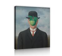 SHENGPOSTER Magritte style Le fils de l’homme Toile Art mural Homme en costume Estampes sur toile pour salon Décoration murale de bureau Classiques Surréalisme Décoration intérieure 55x70cm