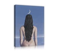 SHENGPOSTER Magritte Toile Surréaliste Art mural Femme de la Lune rêveuse Tirages sur toile pour salon Chambre Bureau Décoration intérieure Affiches murales encadrées 70x90cm