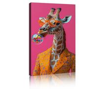 SHENGPOSTER Mode moderne girafe image toile affiche impression lumineux coloré dessin animé art mural pour les jeunes hommes et femmes chambre hall décoration murale 80x140cm Cadre intérieur