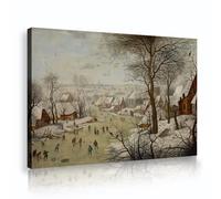 SHENGPOSTER Paysages d’hiver Impressions sur toile Pieter Bruegel l’Ancien Chasseurs dans la neige Peinture Art mural pour salon Chambre Étude Décoration intérieure 35x52cm Cadre intérieur