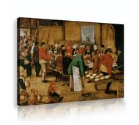 SHENGPOSTER Pieter Bruegel l’Ancien Impressions sur toile Paysan mariage dans une grange Art mural pour le décor de salon Oeuvre rustique pour cuisine bureau à domicile 85x120cm Cadre intérieur