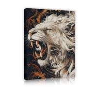 SHENGPOSTER Primitif naturel esthétique toile art mural lion rugissant oeuvre murale images pour ferme chambre à coucher maison décoratif prêt à accrocher 55x70cm cadre intérieur
