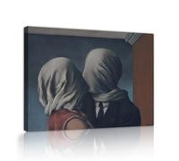 SHENGPOSTER Rene Magritte les Amants Peinture et gravures sur toile pour bureau Surréalisme dans le couloir Œuvres murales romantiques pour salon Décoration de chambre Cadre intérieur 50x70cm