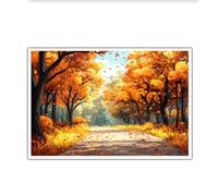 SHENGPOSTER Sentier d’automne Décoration murale Serenity Photos murales de la forêt botanique Tirages sur toiles de paysage nature pour la maison Décoration du salon Marron orange sans cadre 60x90cm