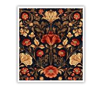 SHENGPOSTER Toile baroque de fleurs de tulipe peinture non encadrée Ornement de luxe en fleur d’or rouge Art Fond sombre Œuvres victoriennes pour la chambre à coucher 75x100cm
