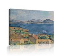 SHENGPOSTER Village côtier Toile Art mural Paul Cézanne la Baie de Marseille Art mural Affiches pour ferme Home Decor célèbre peinture réplique 60x72cm Cadre intérieur