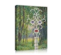 SHENGPOSTER Visage surréaliste en toile de forêt Art mural Décoration du salon Peinture sur toile style Magritte Peintures et estampes pour chambre Bureau Affiches murales Cadre intérieur 32x42cm