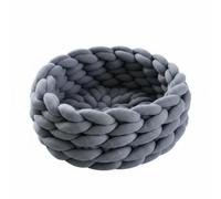 ShengQuanHao Linge Industriel Panier Cocon Chat Maille Épaisse Fait Doux Confortable pour Chat Chien Matériau Rembourrage Intérieur Adapté pour Sommeil Détente Maison, Gris Foncé, 60cm 1.7kg