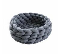 ShengQuanHao Linge Industriel Panier Cocon Chat Maille Épaisse Fait Doux Confortable pour Chat Chien Matériau Rembourrage Intérieur Adapté pour Sommeil Détente Maison, Gris Foncé, 50cm 1.3kg