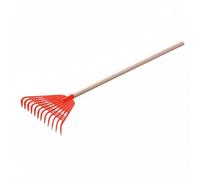 ShengQuanHao Râteau à Feuilles Mortes Composite avec Manche en Bois et NTS Courbées pour Ramassage Gazon et Débris Légers sur Surface Extérieure , Red , 1.4M Poplar Handle