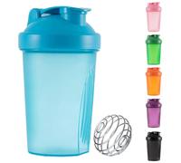 SHENGRUI Shaker de protéines avec boule de mélange métallique, 400 ml, étanche, passe au lave-vaisselle, mélange de poudre de protéine, pré-entraînement et secoue en douceur pour la gym, la course et