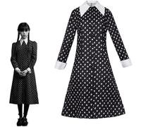 Shengruili Costume Wednesday pour fille, robe de mercredi pour enfants, robe de mercredi pour fille, costume de famille, pour cosplay, Halloween, carnaval, fête