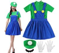 Shengruili Ensemble de costumes Luigi,Mario Kostüm,Super Brothers pour Adultes Costume de Cosplay,super Brothers pour Adultes Enfants,Costume Super Plumber Bros