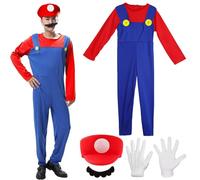 Shengruili Ensemble de costumes Luigi,Mario Kostüm,Super Brothers pour Adultes Costume de Cosplay,super Brothers pour Adultes Enfants,Costume Super Plumber Bros