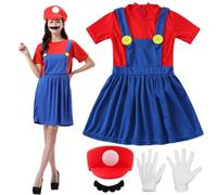 Shengruili Ensemble de costumes Luigi,Mario Kostüm,Super Brothers pour Adultes Costume de Cosplay,super Brothers pour Adultes Enfants,Costume Super Plumber Bros