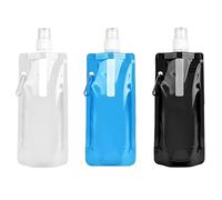 Shengruili Lot de 3 bouteilles d'eau pliables - Réutilisables - Avec bouchon à vis - Pour la randonnée, l'aventure, les voyages, unisexe - Adulte (500 ml)