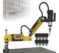 SHENGSHIYU Machine à Tarauder,Moteur Servo 600W,1000mm Rayon,8 Mandrins (M3-M16) Vitesse Réglable,Machine à Fileter pour Métal/Plastique/Bois,Écran Tactile,Bras Oscillant Universel