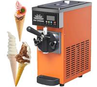SHENGSHIYU Machine Glace Italienne,Machine Glace Italienne Comptoir,Rendement 4-5kg/H,Machine Glace Italienne Maison,avec Réservoir 2,5 L & Cylindre 1 L,avec Pré-Refroidissement écran LCD Orange