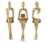 SHENGTIAN Statue Assise du Philosophe - Sculpture Abstraite Dorée de Style Minimaliste - Décoration pour Étagères - Collection en résine pour la Maison, Le Bureau, Le Salon, la Table (BCD)